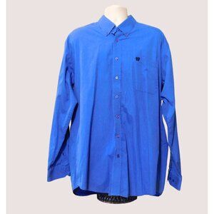 Cinch Shirt Mens XL Blue Square Buttons Chest Pocket Long Sleeve Casual Cotton